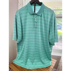 Walter Hagen Polo Shirt Mens XL Green Striped Short Sleeve Golf Performance
